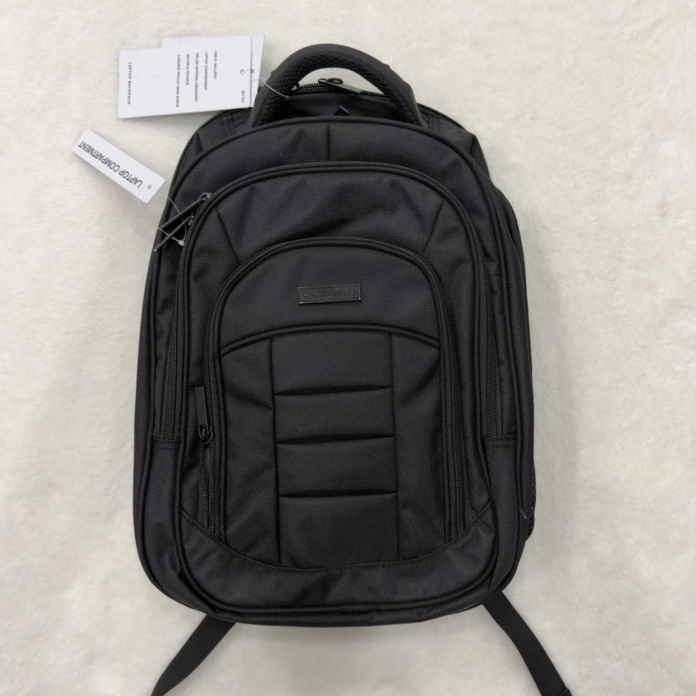 Perry Ellis M150 Black 1680D Ballistic Nylon Laptop Backpack Travel Bag